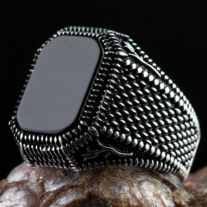 Turkish Men's Ring Vintage Black Zircon Fashion Punk Wind Islamic Religious Muslim Jewelry