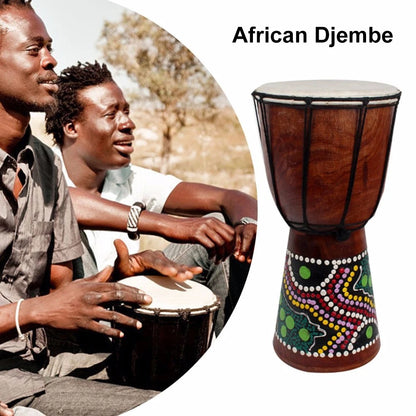 6in African Djembe Drum Hand-Carved -Wood Goat-Skin Traditional African Musical Instrument African Djembe Hand-Carved Drum