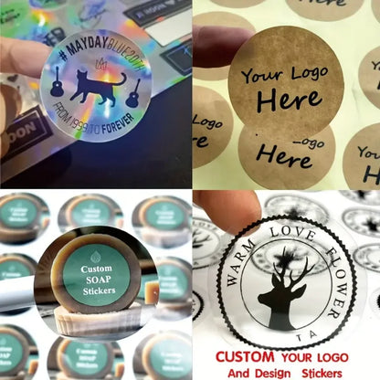 45-50pcs Custom Personalized Stickers - 4 Unique Materials (White PVC, Clear, Holographic, Kraft) - Design Your Own!