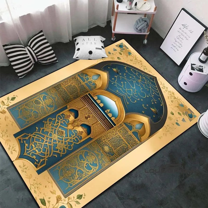 Soft Islamic Prayer Rug for Muslim Women, Elegant Carpet, Home Decoration Portable Prayer