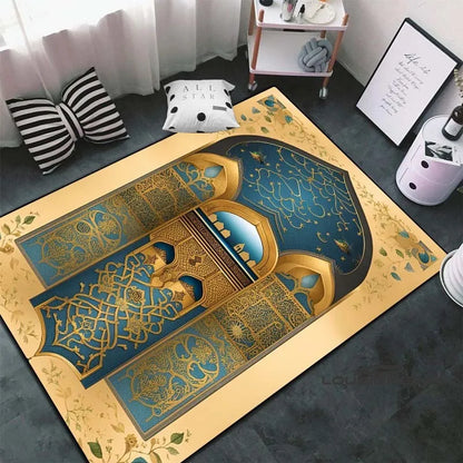 Soft Islamic Prayer Rug for Muslim Women, Elegant Carpet, Home Decoration Portable Prayer