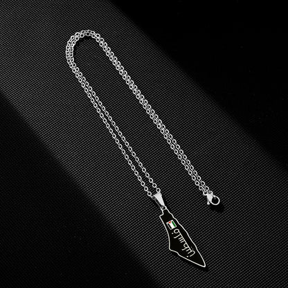 SONYA New Fashion Palestine Flag Map Pendant Necklace For Women Men Gold Silver Color Stainless Steel Jewelry Gifts