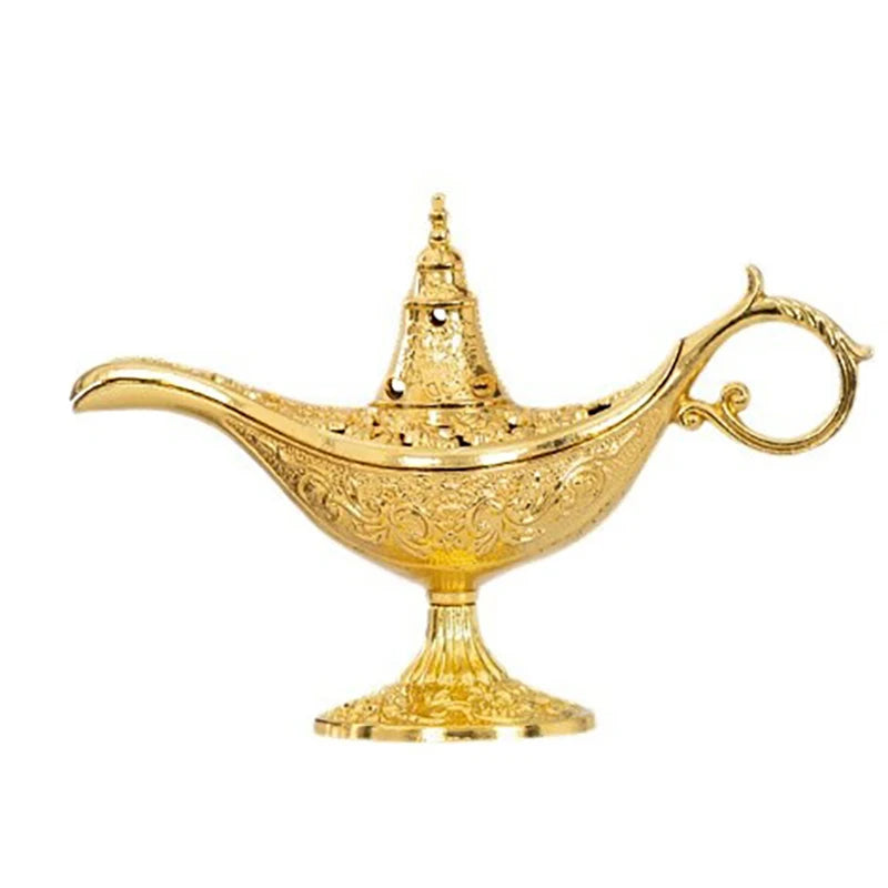 Magic Genie Lamps Incense Burners Retro Wishing Oil Lamp Home Decor Gift Hollow Legend Aladdin
