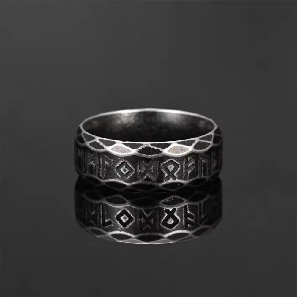Punk Vintage Viking Runes Stainless Steel Rings Gothic Retro Men's Jewelry Fashion Norse Mythology Steel Ring For Gift Wholesale
