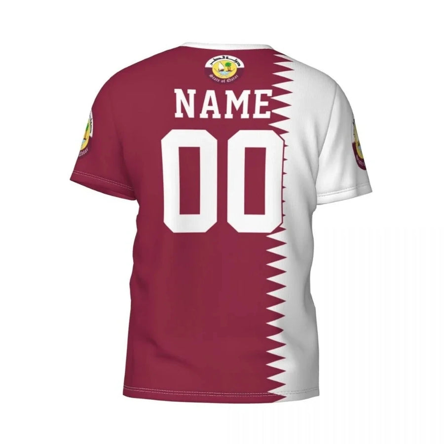 Qatar Flag Emblem T-Shirt – Men's Soccer Fan Tee, National Team Jersey