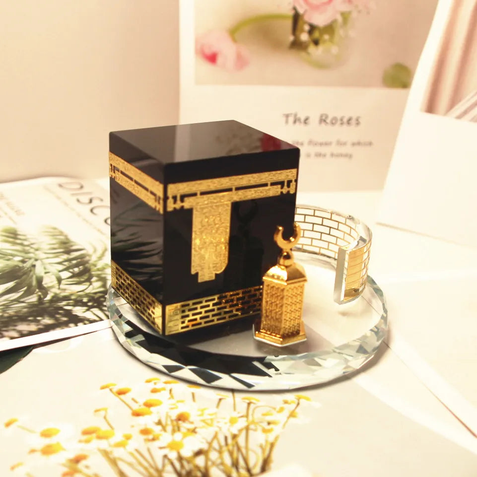 Minimalist Round Three-Piece Crystal Ornament Set, Muslim Ramadan and Eid al-Fitr Complete Home Decor Gift Box Set