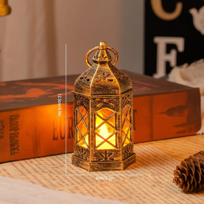 Retro Desktop Lamp Atmosphere Decoration Creative Gift Hexagonal Wind Candle Led Wind Lamp Portable Small Horse Lamp.