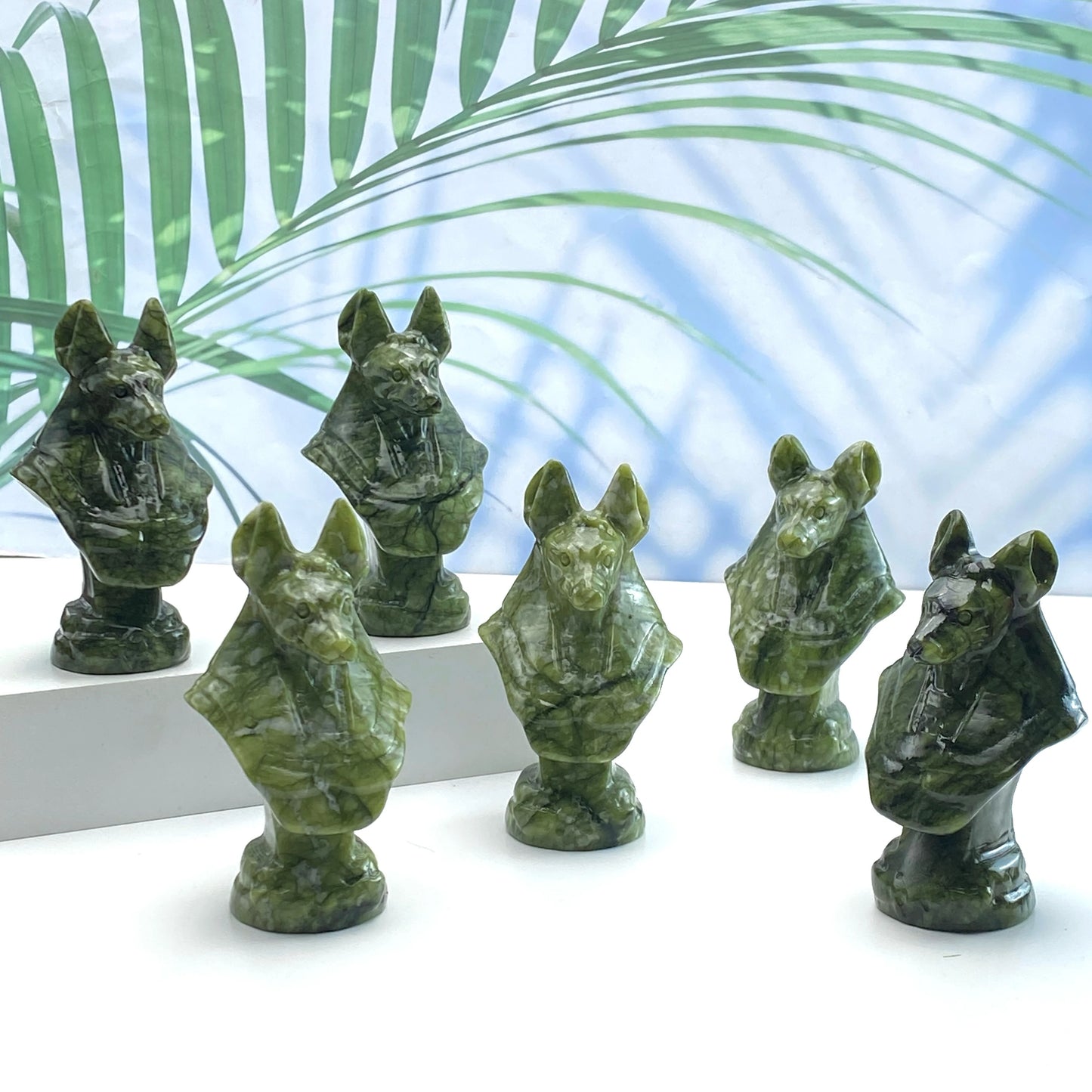 1PC Xiuyan Anubis Carved Ornaments,Stone Collection,Excellent gifts,Halloween,Easter,Halloween Decorative gifts,Home Decorations