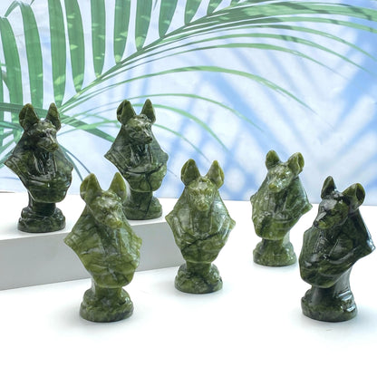 1PC Xiuyan Anubis Carved Ornaments,Stone Collection,Excellent gifts,Halloween,Easter,Halloween Decorative gifts,Home Decorations