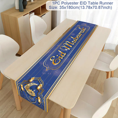 EID Mubarak Decoration Table Runner Ramadan Decor 2024 For Home Tablecloth Ramadan Kareem Islamic Muslim Party Eid Al-Fitr Gifts