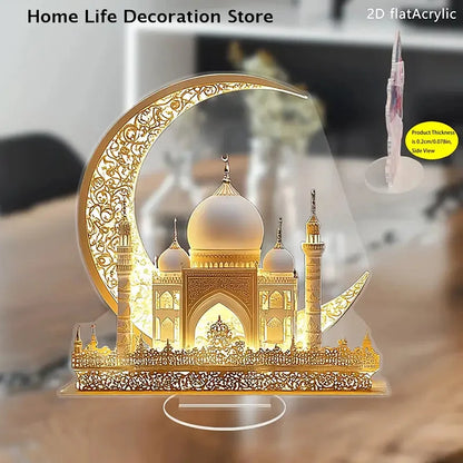 Ramadan Festival 2D Acrylic Moon Castle Craft Ornament 2025 Eid Al-fitr Mubarak Decoration Islamic Muslim Home Party Table Gifts