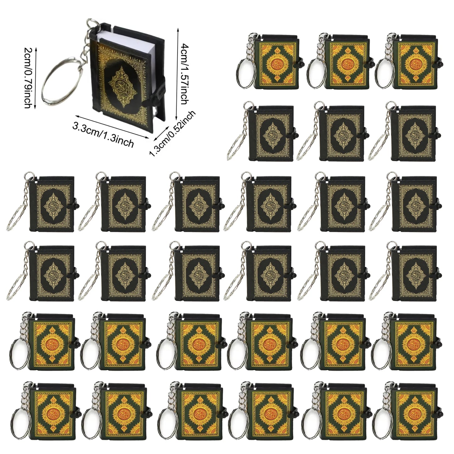 100-24PCS Mini Quran Keychain Book Muslim Islamic Key Chain for Religious Souvenir Gifts RamadanBag Purse Handbag Ornament