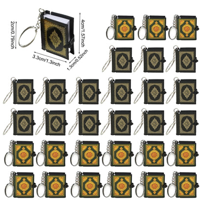 100-24PCS Mini Quran Keychain Book Muslim Islamic Key Chain for Religious Souvenir Gifts RamadanBag Purse Handbag Ornament