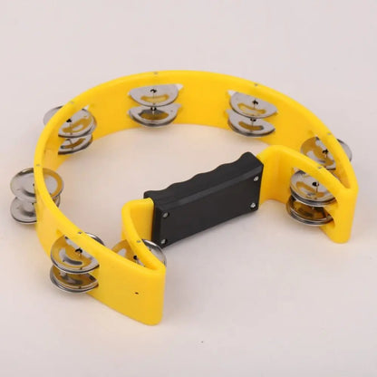 Practical Bright Sound Handheld Jingle Bells Portable Hand Shake Orff Tambourine Professional Educational Half Moon Handbell KTV
