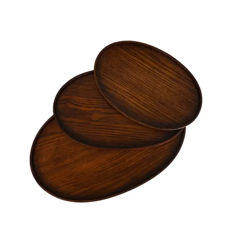 Oval Serving Trays Tableware Dessert Tea Saucer Coasters Coffee Coasters Wooden Plate Storage Food Display Home Hotel Decor