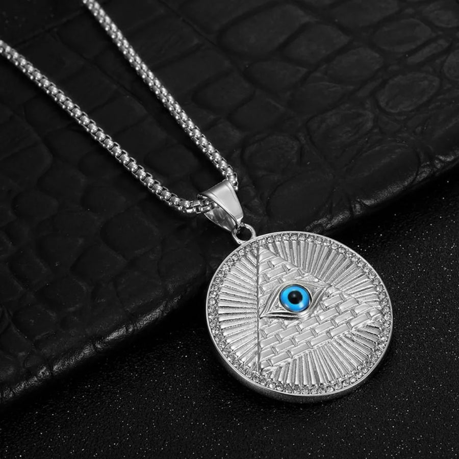 Iced Out Egyptian Ankh & Eagle Pendant – Stainless Steel Pharaoh Necklace for Men & Women