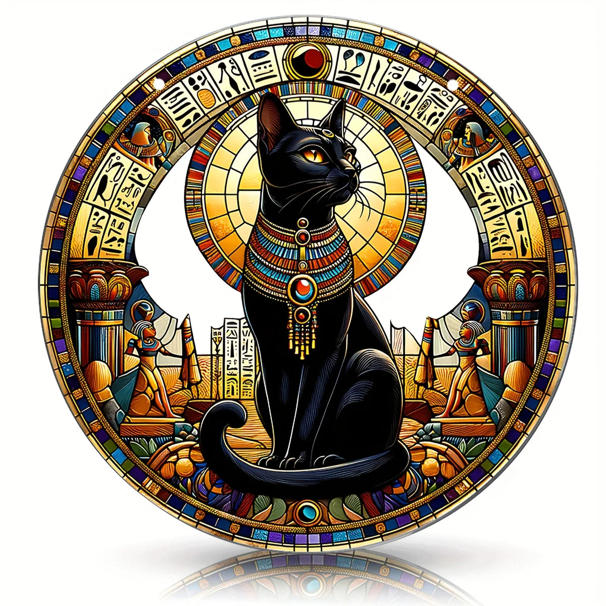 Egyptian Bastet Cat Goddess Acrylic Suncatcher-Animal Theme Indoor Wall Hanging for Living Room,Festive Party Decor,Gift