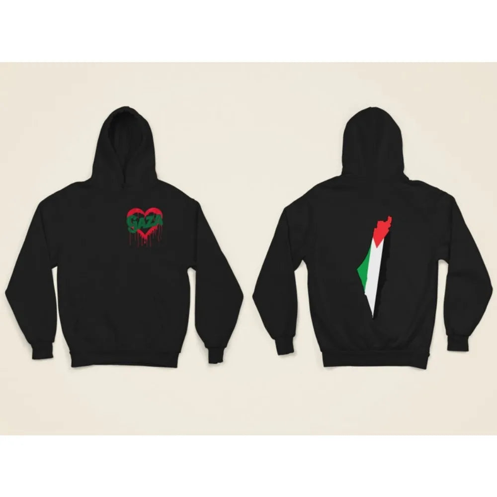 Palestine Hoody A Bleeding Heart and Gaza Map Classic Hoodie Designs Cool Palestine Hoodies Men Women Daily Life Sweatshirts