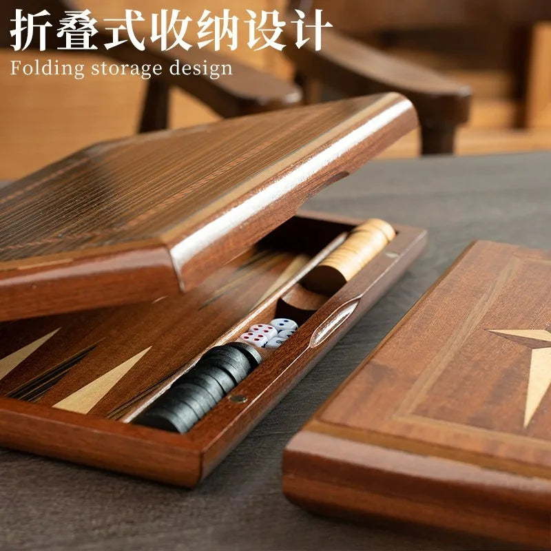 Solid Wood Backgammon Set Educational Family Board Game Leisure Entertainment