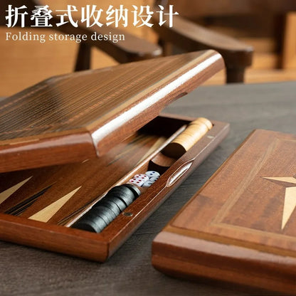 Solid Wood Backgammon Set Educational Family Board Game Leisure Entertainment