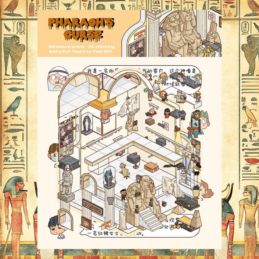 3D Pharaoh's Curse DIY Sticker Set – Egyptian Museum Miniature Scene