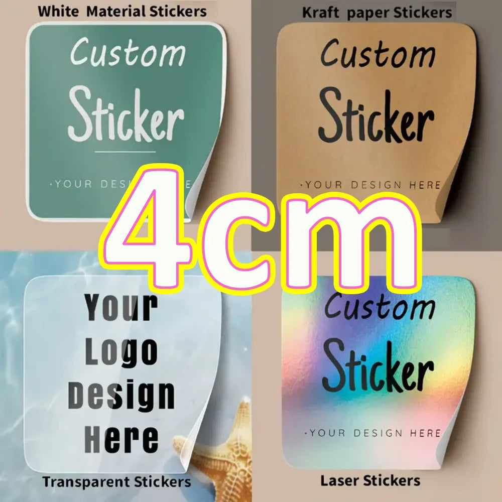 45-50pcs Custom Personalized Stickers - 4 Unique Materials (White PVC, Clear, Holographic, Kraft) - Design Your Own!
