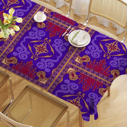 Flying Carpet Aladdin Rectangle Tablecloth - Waterproof, Easy Clean For Home Dinners, Parties & Outdoor Picnics
