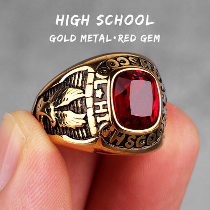 Stainless Steel Mens Rings Gold Silver Color Red Blue Rhinestone Simple Luxury for Male Boy Jewelry Creativity Gift Wholesale