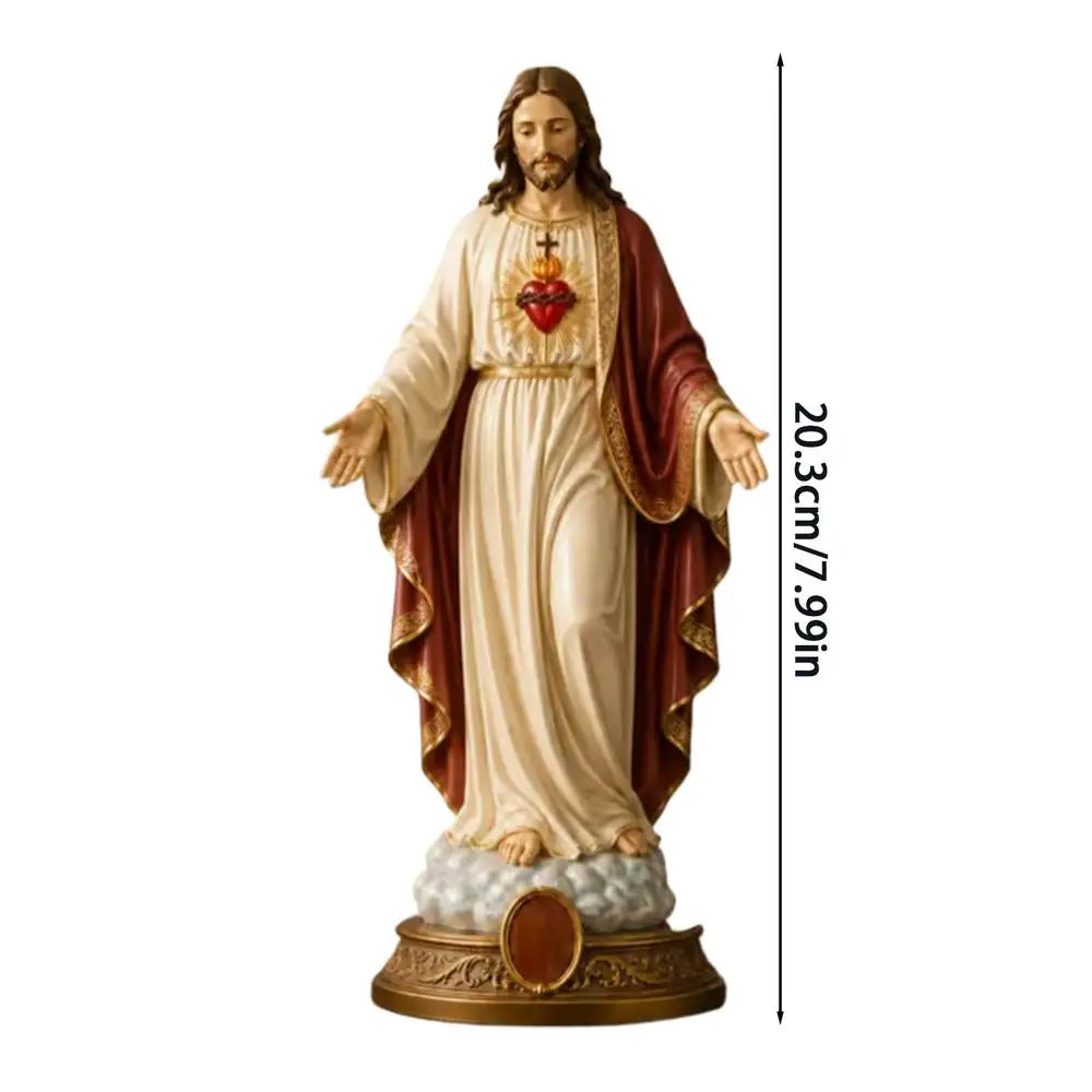 8 Inch Jesus Heart Virgin Mary Figurines Blessed Mother Statues Collectible Figurines Religious Desk Decor For Bedroom