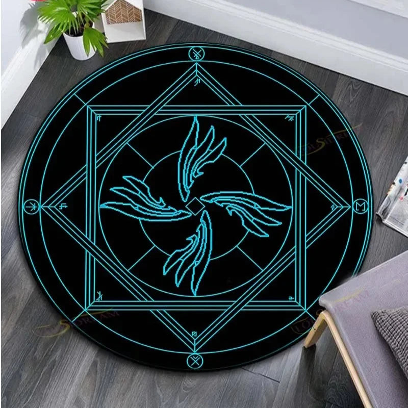 Cartoon Magic Circle, Celestial Star Pattern, Dark Series Theme, Home Decorative Round Carpet, Game Room Floor Mat