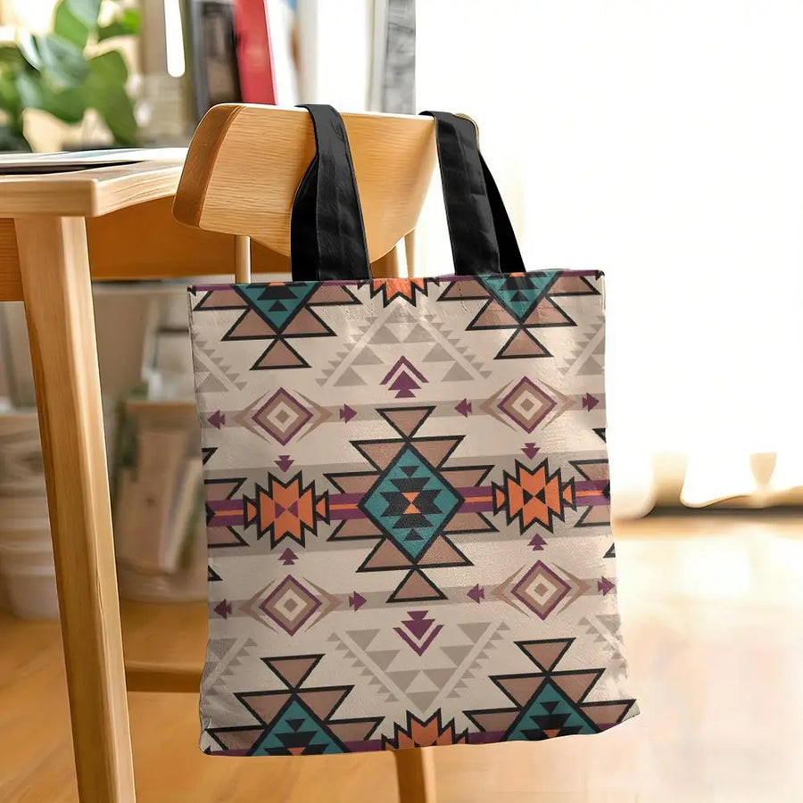 Azteca Nomad – Navajo Pattern Double-Sided Canvas Shoulder Tote
