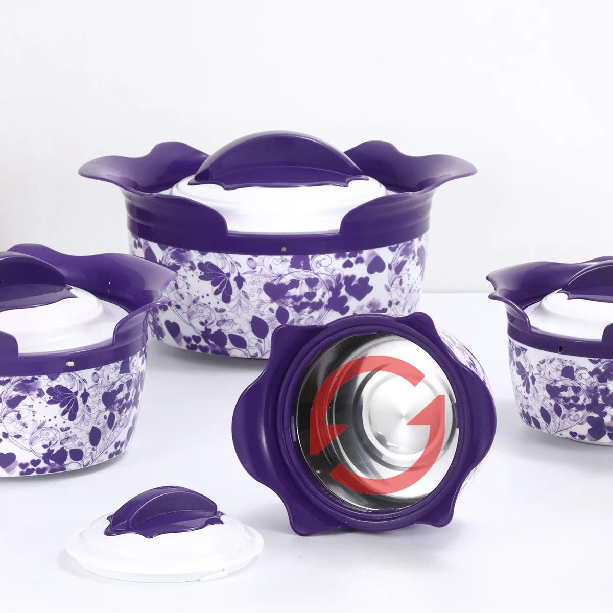 4 Pcs Colorful Insulated Stainless Steel Hot Pot Set Food Warmers Classic Round Lid Casserole Container Home Use Box Packing