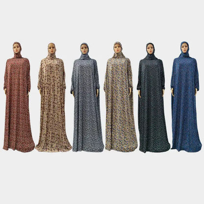 Middle East Prayer Burqa Dress Women Muslim Islamic Full Cover Overhead  Abaya Worship Robe Hooded Gown Vestdios Random