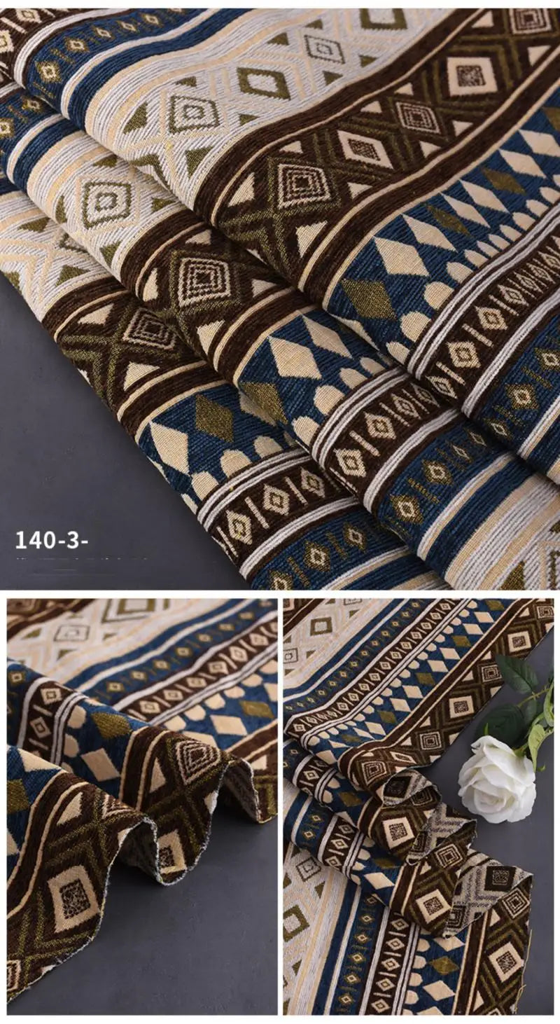 148x100cm Thickener Chenille Jacquard Sofa Fabric Cloth Stripe Luxury Anti-Slip Sofa Cover Boho Fabric Set Luggage DIY Clothing