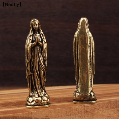 Brass Maria Figurine Pendant Brass Maria Figurine Pure Copper Vintage Virgin Mary Figurine〔Nest〕
