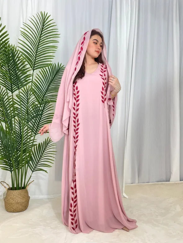 The Eid Set – 2-Piece Embroidered Abaya with Scarf for the Muslim Woman