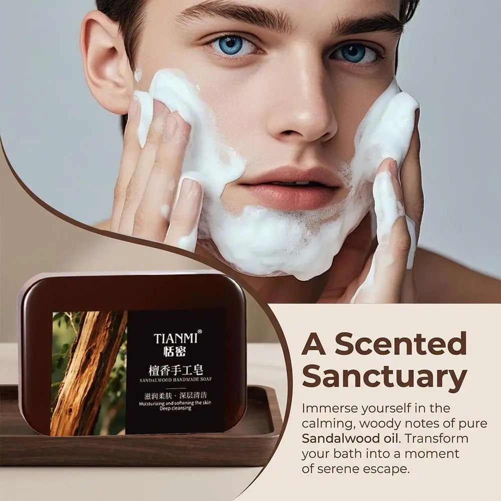 Men's Sandalwood Handmade Soap, three-in-one, Cleansing Soap cleanses face, hair, bathes the whole body, moisturizes1/3/6PCS