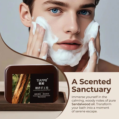 Men's Sandalwood Handmade Soap, three-in-one, Cleansing Soap cleanses face, hair, bathes the whole body, moisturizes1/3/6PCS