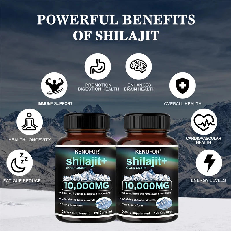 Himalayan Original and Pure Shilajit Capsules, Rich in Natural Fulvic Acid and 85+ Trace Minerals, Gluten Free Supplement