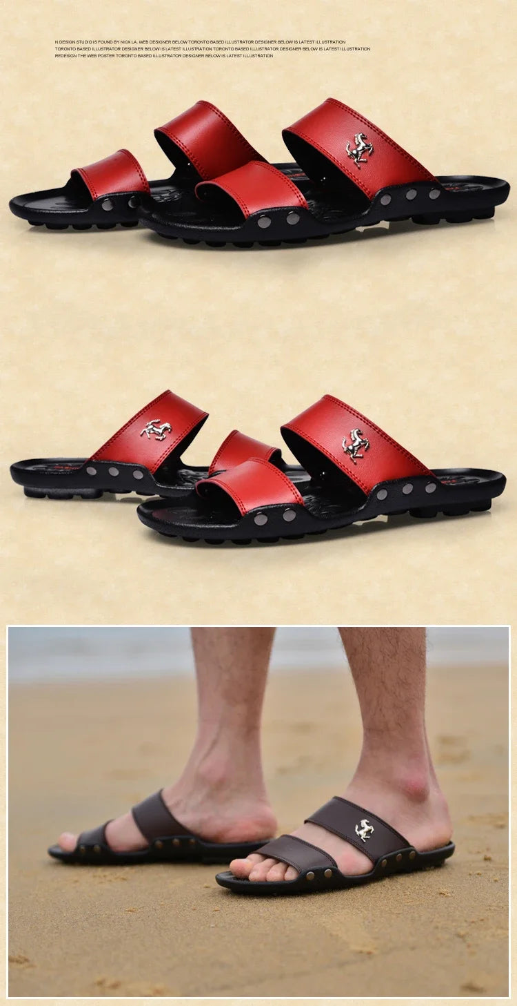 Casual Famous Brand Men Sandals outdoor Shoes Breathable Slippers Summer Flip Flops Beach Men Shoes Leather Sandalias Zapatos Ho