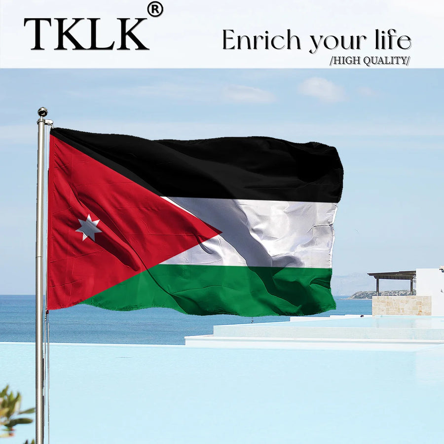 Jordan National Flag 90×150cm – Durable Polyester Banner, Weather-Resistant