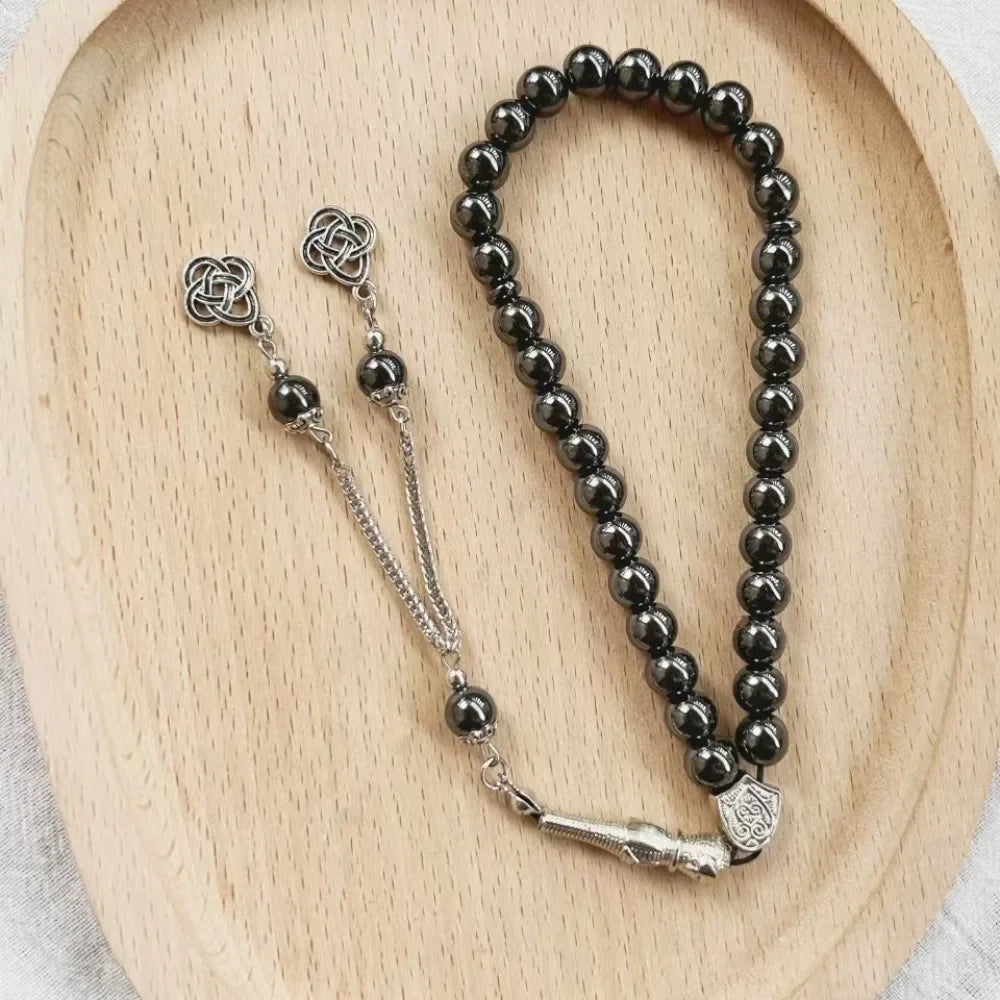 Meetvii Black Gold Silver Color Hematite Stone Tasbih Beads Turkish Islamic Prayer Beads Arabic Style Bracelets