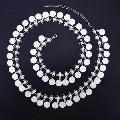 Vintage Coin Tassel Waist Chains For Women Black Crystal Bohemian Ethnic Charms Belly Jewelry India Gypsy Turkey Accessory Gift