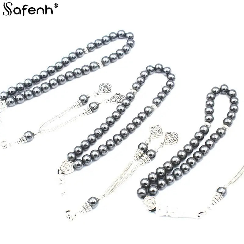 Tasbih Natural Hematite Stone Promotes Blood Circulation Misbaha 33 Beads Muslim Bracelet Islamic Gift Accessoriy Turkey Jewelry