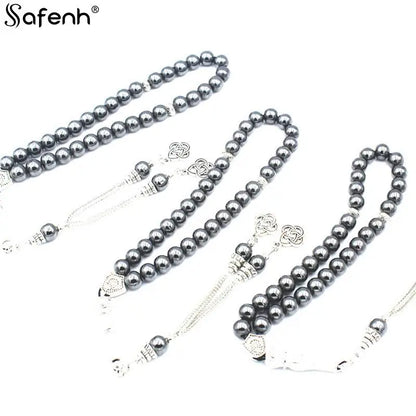 Tasbih Natural Hematite Stone Promotes Blood Circulation Misbaha 33 Beads Muslim Bracelet Islamic Gift Accessoriy Turkey Jewelry