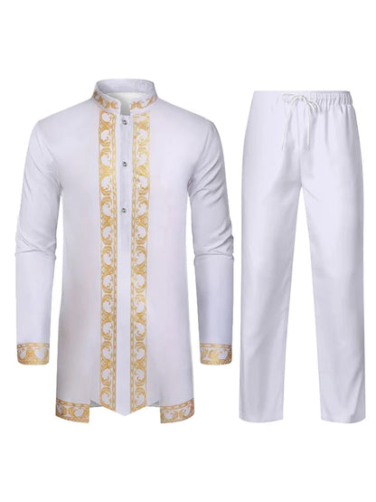Middle East Traditional Culture Muslim Robe Arab Men's Traditional Clothing 3D Technology Printed Pattern Two Piece Set Clothing