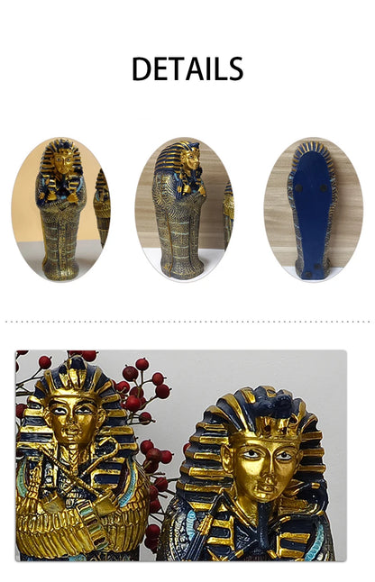 Tutankhamun Coffin & Mummy Ornament – Egyptian Pharaoh Handicraft Decor