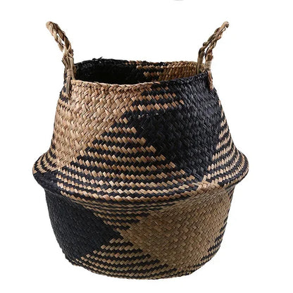 WHISM Handmade Seagrass Storage Basket Flower Pot Rattan Container Toys Organizer Holder Laundry Basket Home Decor Dropshipping