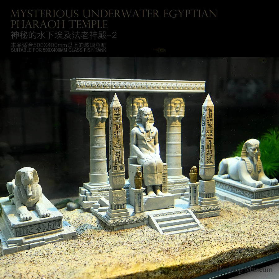 Egyptian Pharaoh Temple Resin Ornament – Aquarium & Home Decor Sculpture