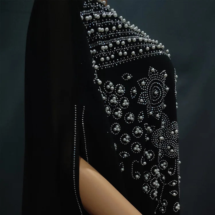 Elegant Moroccan Kaftan Set – 2 Piece Chiffon Abaya Dress